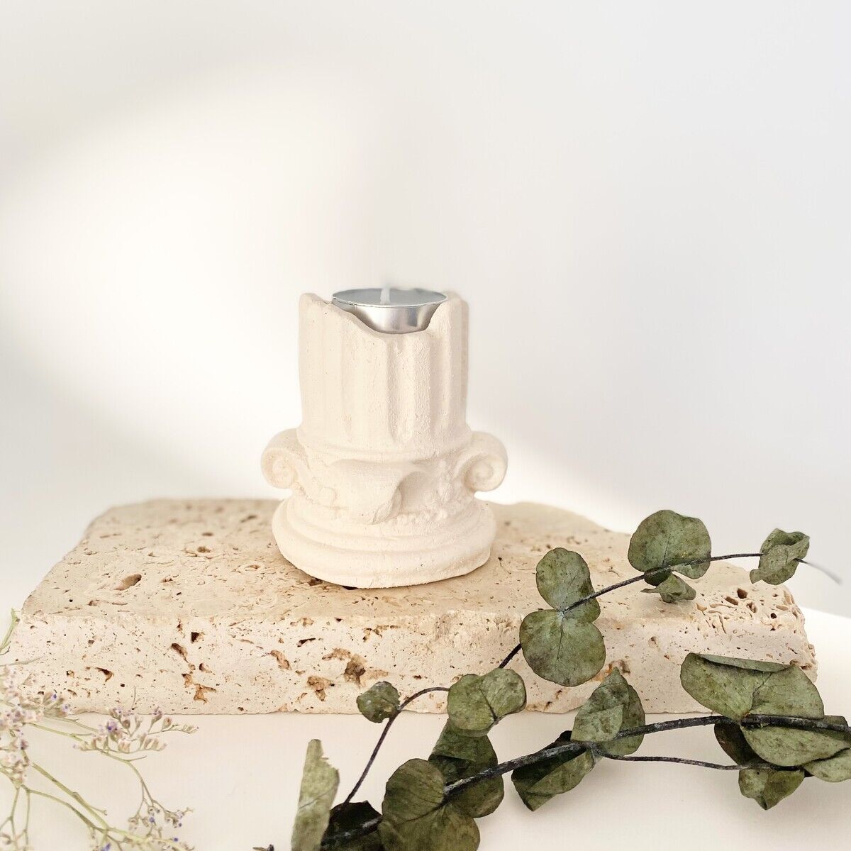 Roma Sütunu Beton Tealight Mumluk | El Yapımı Dekoratif Obje
