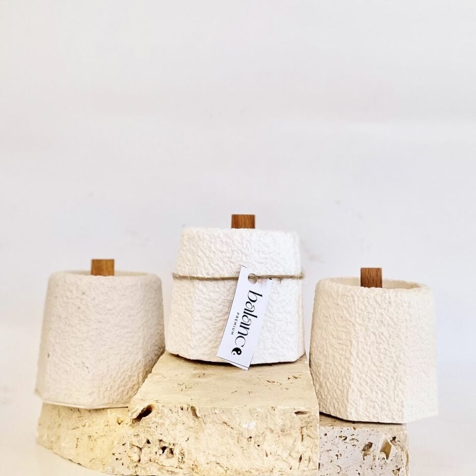 Velvet Vanilya Kokulu Beyaz Beton Mum | Terra Luxe El Yapımı Soya Mum