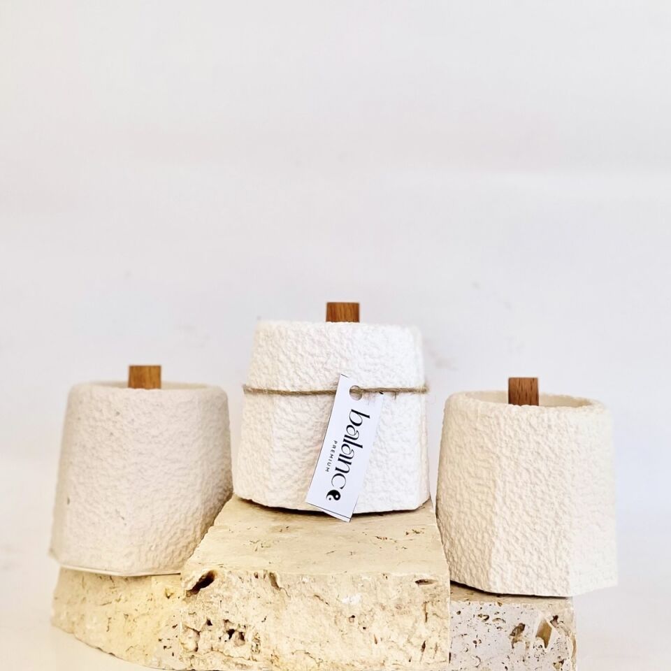 Velvet Vanilya Kokulu Beyaz Beton Mum | Terra Luxe El Yapımı Soya Mum