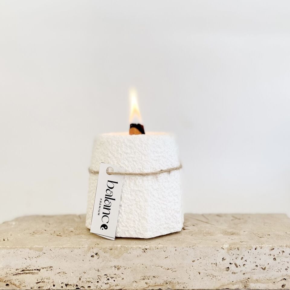 Velvet Vanilya Kokulu Beyaz Beton Mum | Terra Luxe El Yapımı Soya Mum