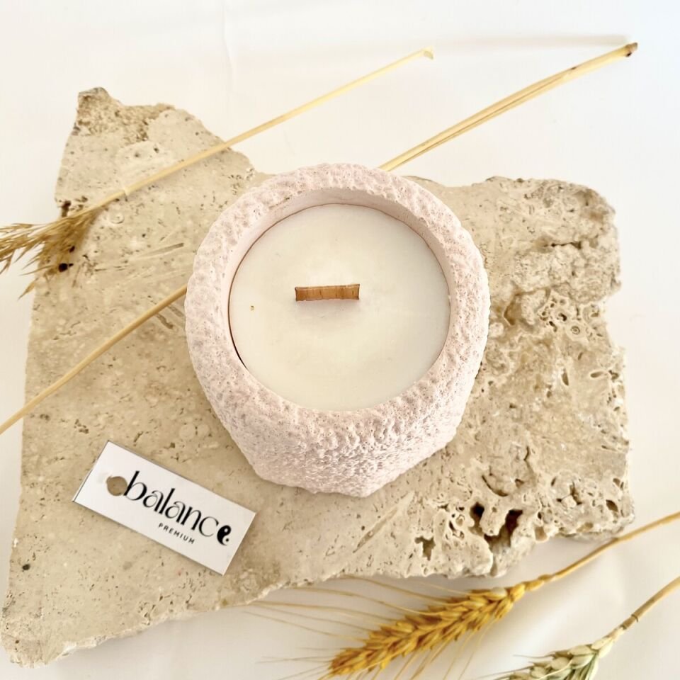Sakura Bloom Kokulu Pudra Beton Mum | Terra Luxe El Yapımı Soya Mum