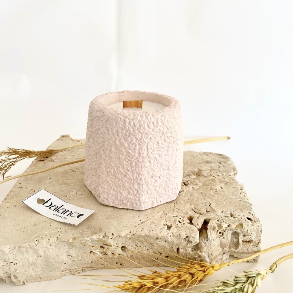 Sakura Bloom Kokulu Pudra Beton Mum | Terra Luxe El Yapımı Soya Mum