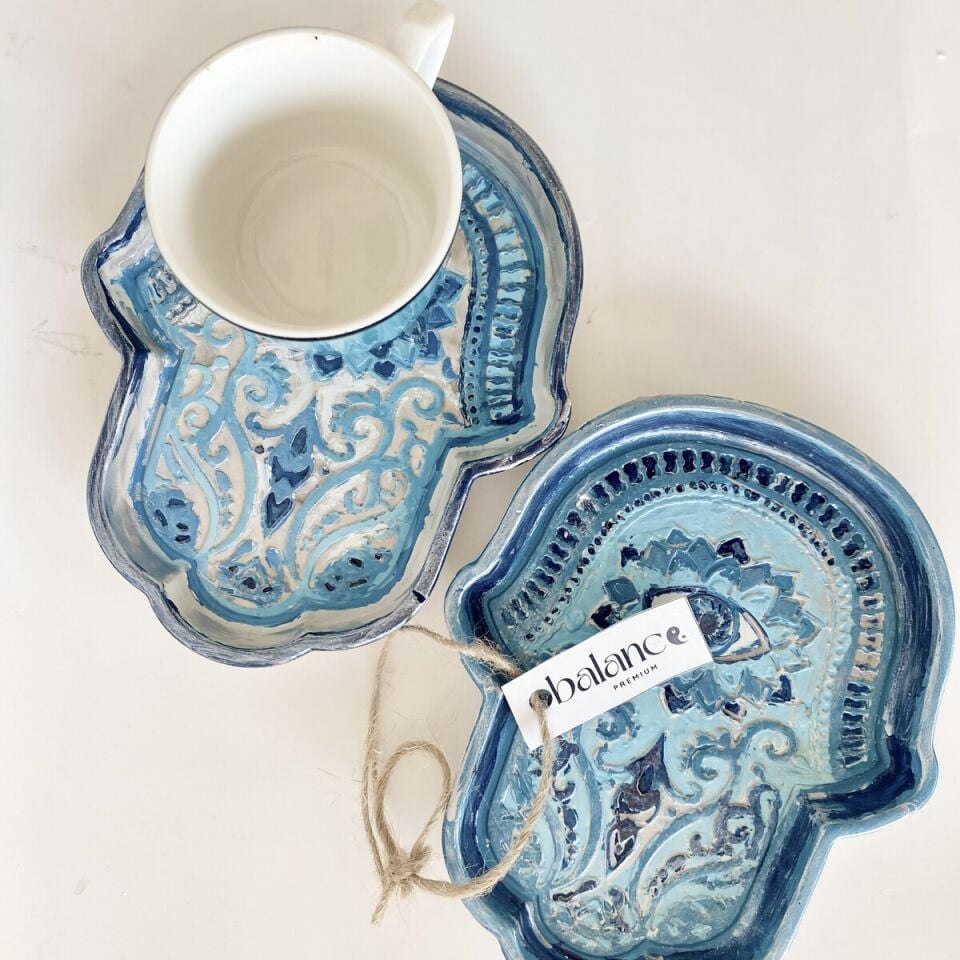 Fatma Ana’nın Eli Dekoratif Tabak 2'li | El Yapımı Spiritüel Nazar Tabağı