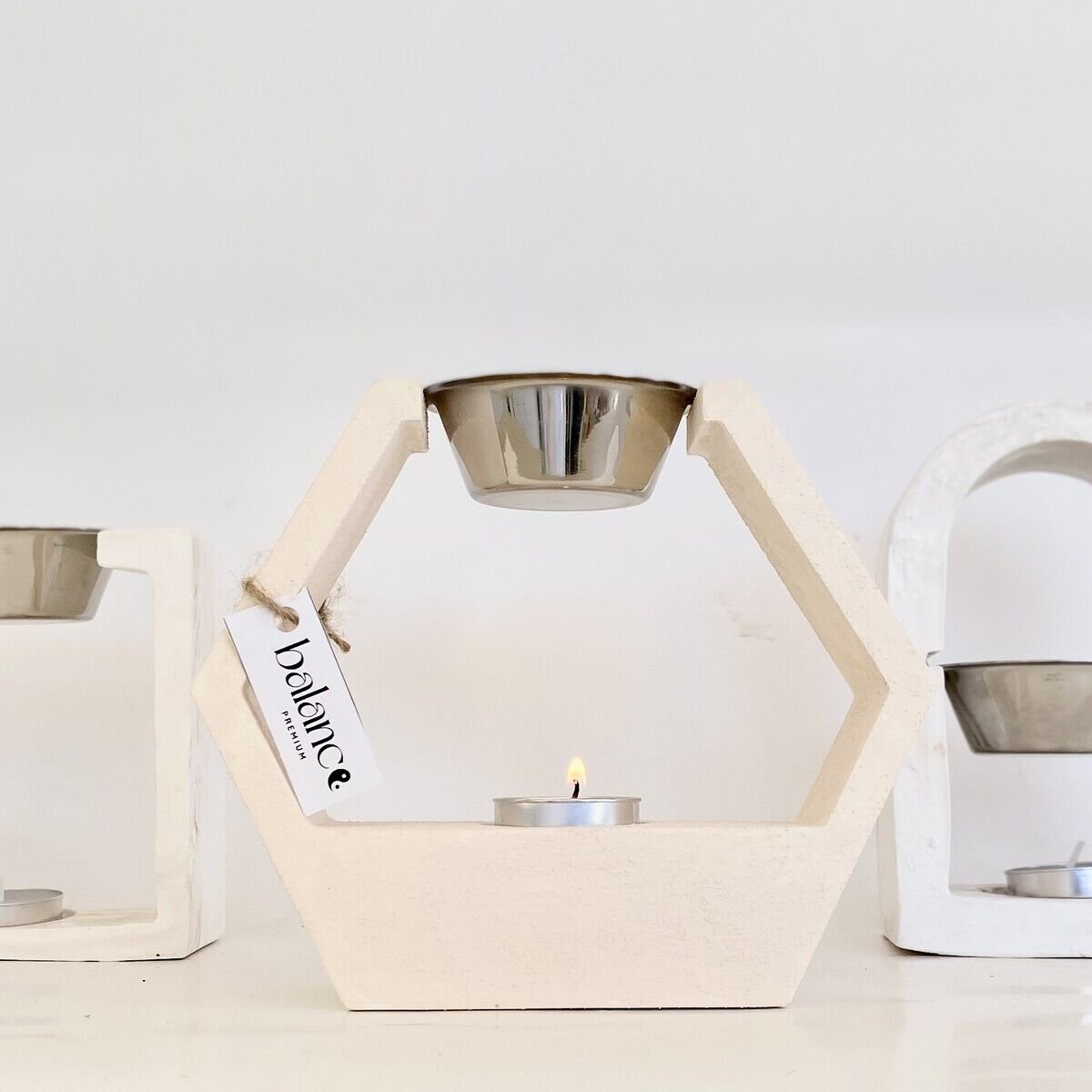 Çokgen Beton Buhurdanlık | El Yapımı Dekoratif Tütsülük & Mumluk