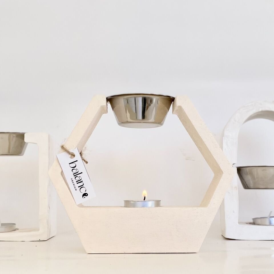 Çokgen Beton Buhurdanlık | El Yapımı Dekoratif Tütsülük & Mumluk